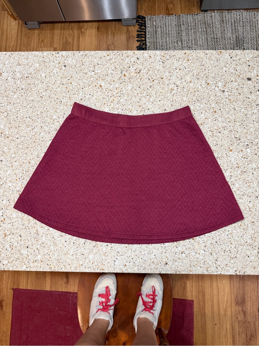 Candie's Burgundy Textured Circle Skirt